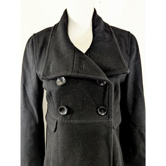 OLD NAVY! LUXE BLACK FINE WOOL BLEND BABYDOLL STYLE PEACOAT, COAT, JACKET! SZ S - Picture 4 of 11